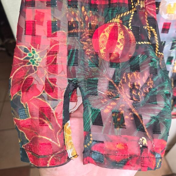 Draper's & Damon's Christmas Holiday Burnout Button-up Blouse Top Size 3x - Picture 5 of 7